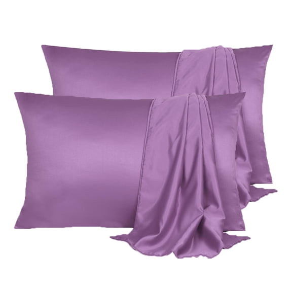Unique Bargains 4 Pack Satin Pillowcases for Hair and Skin, Purple Queen