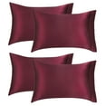 thumbnail image 1 of Unique Bargains 4 Pack Satin Pillowcases with Envelope Closure Burgundy Standard, 1 of 7