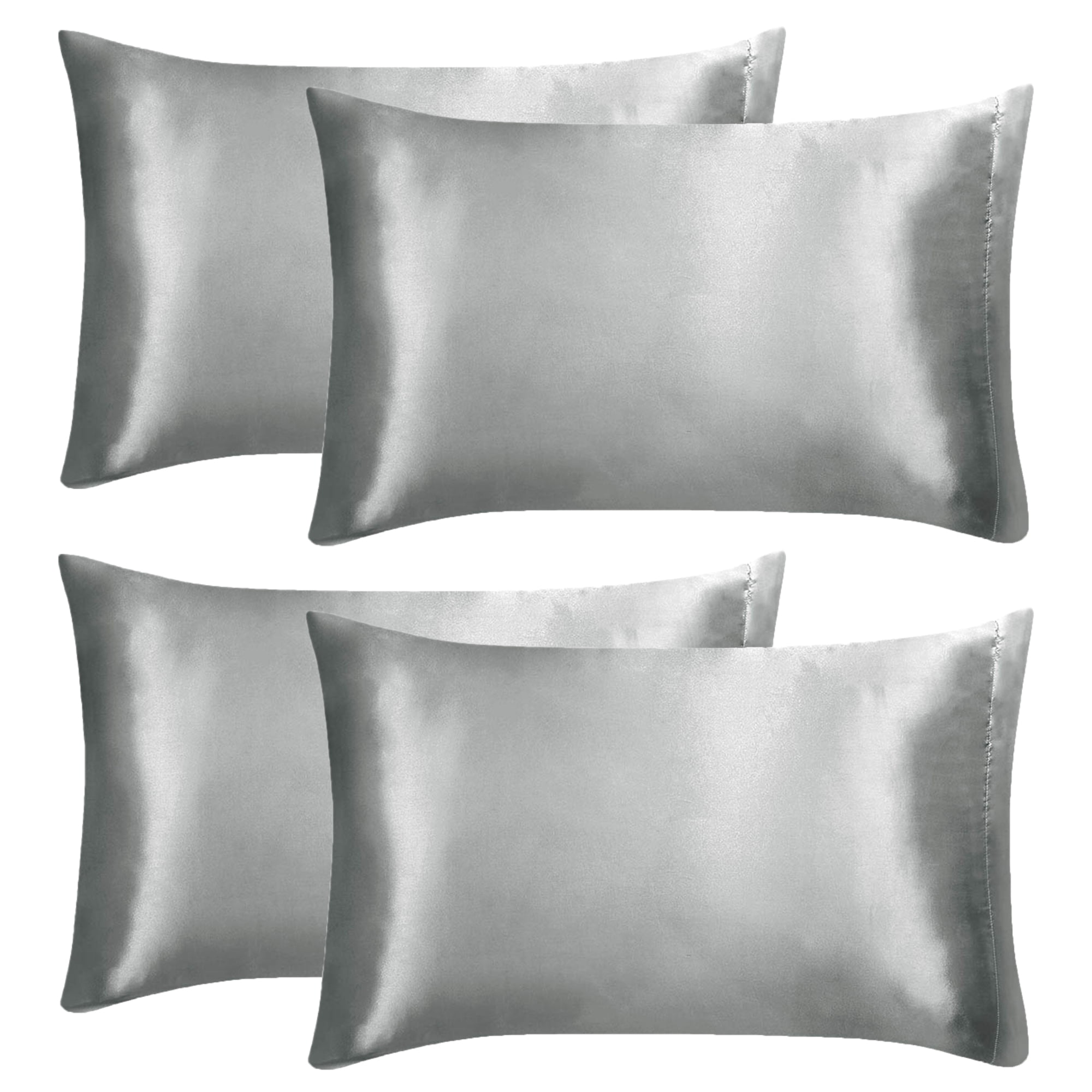 Unique Bargains 4 Pack Satin Pillowcases with Envelope Closure Grey Standard