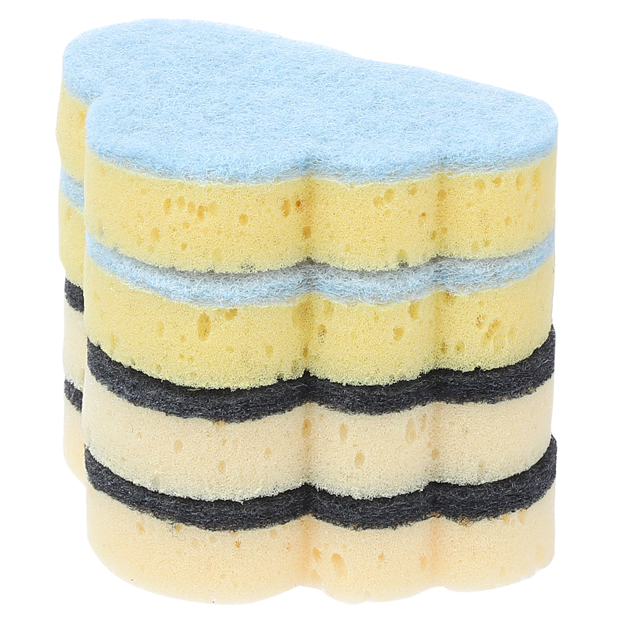 Unique Bargains 4 Pack Scrub Sponge Cloud Shape Sponges Blue Black