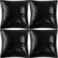 thumbnail image 1 of Unique Bargains 4 Pack Sequins Decorative Throw Pillow Cover 18" x 18" Black, 1 of 8