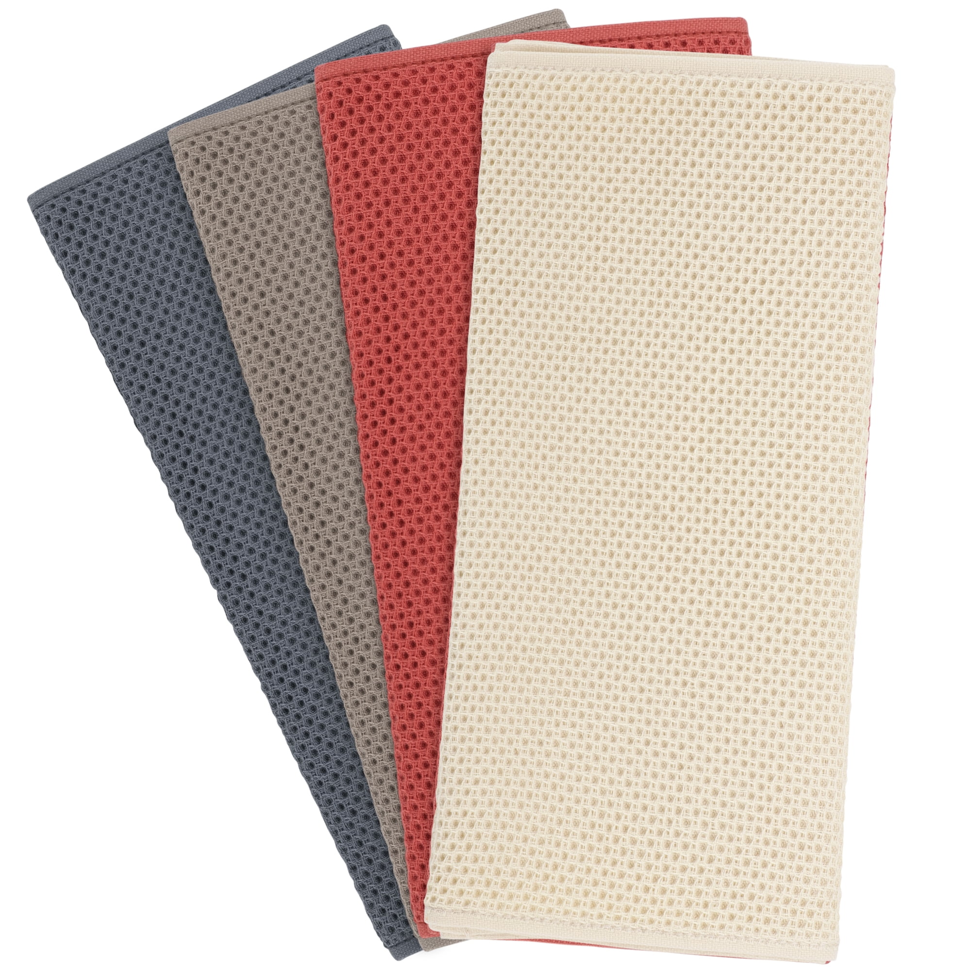 Unique Bargains 4-Pack Soft Absorbent Cotton Kitchen Towels, 13" x 27" Mixed Color