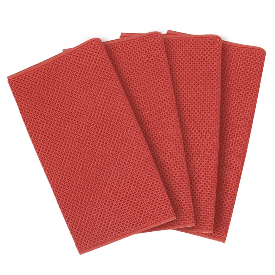 Unique Bargains 4-Pack Soft Absorbent Cotton Kitchen Towels, 13" x 27" Red