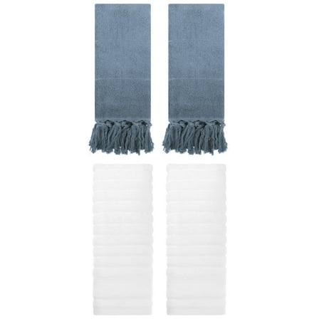 Unique Bargains 4 Pack Solid Absorbent Soft Cotton Hand Towels 14" x 30" Blue/White