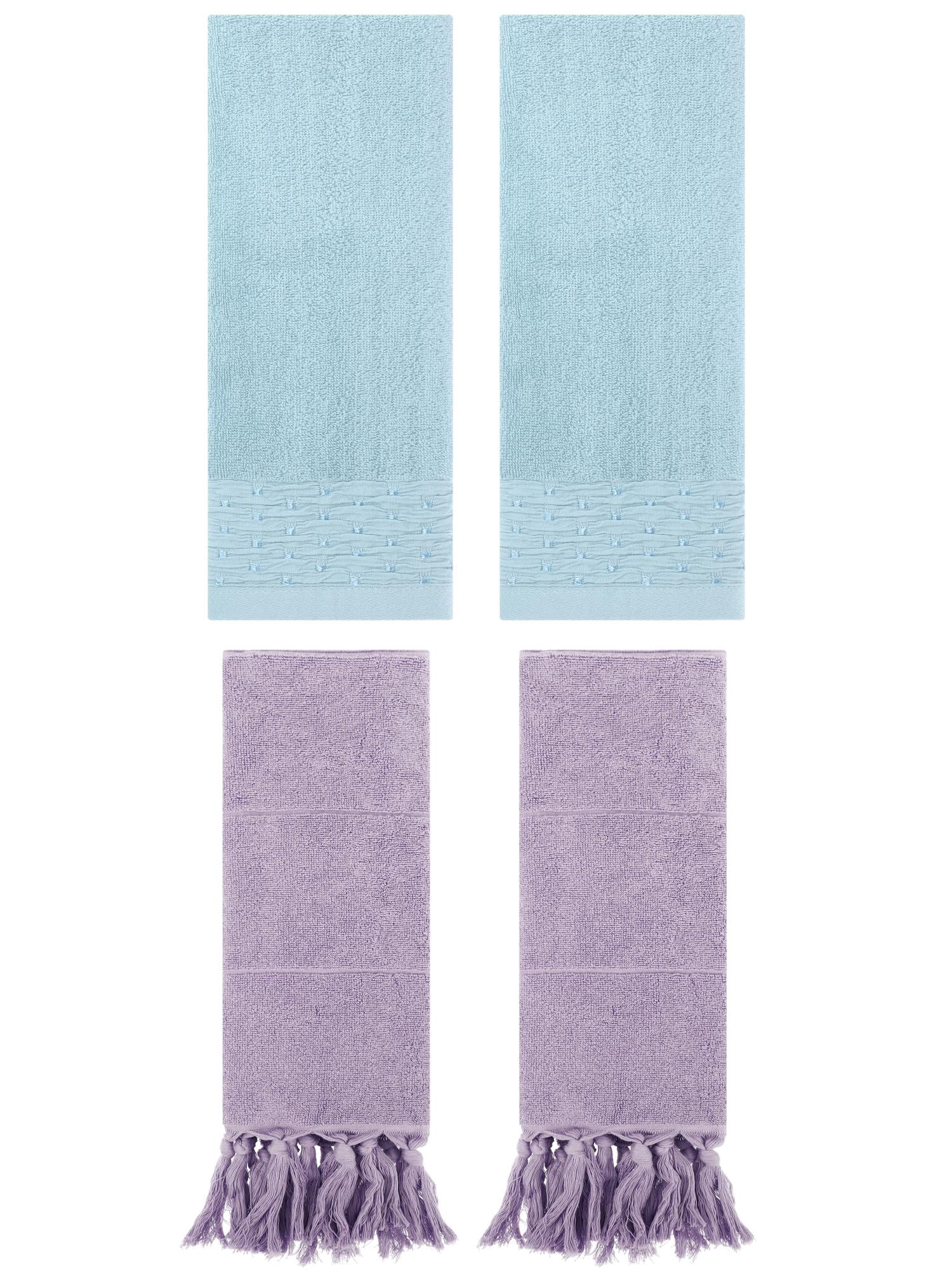 Unique Bargains 4 Pack Solid Cotton Bathroom Hand Towels 14" x 30" Purple/Blue