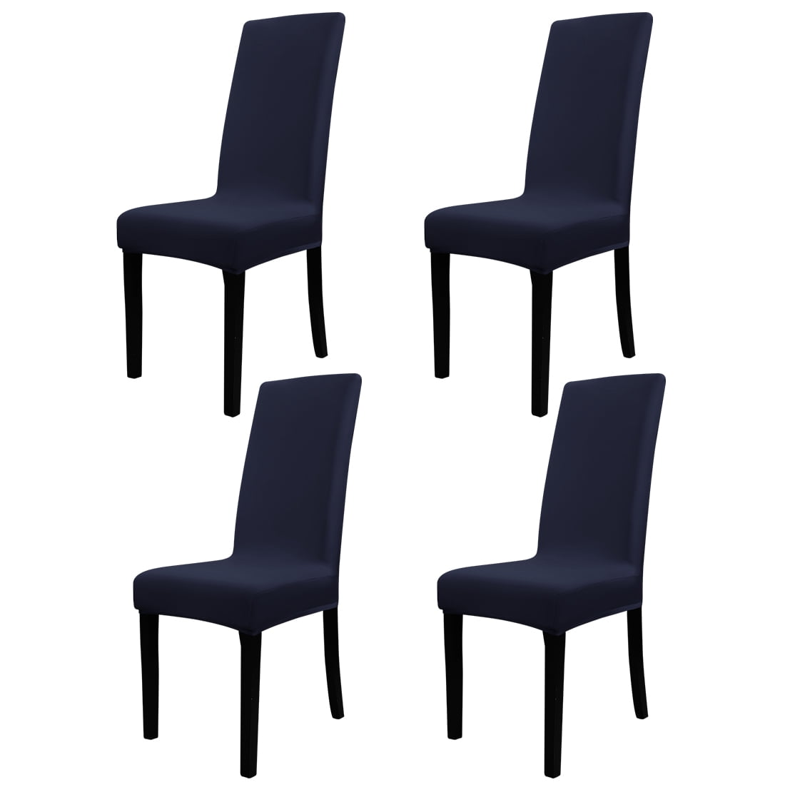 Unique Bargains 4-Pack Solid Dinning Room Chair Cover Stretch Removable Chair Slipcovers Navy Blue