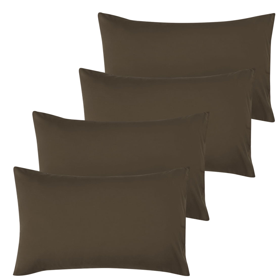 Unique Bargains 4-Pack Solid Microfiber Pillowcases Brown Standard(20"x26")