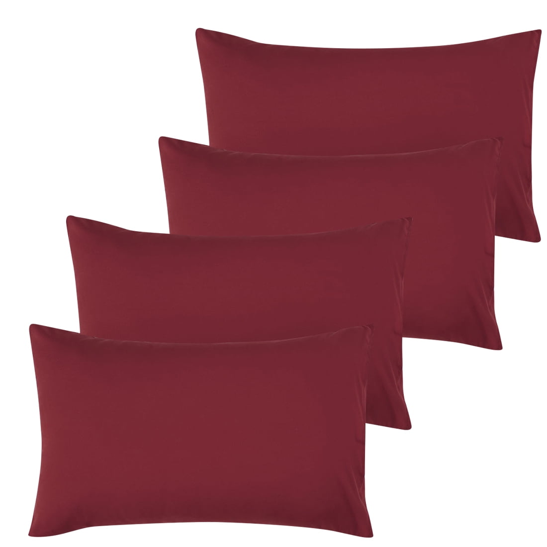 Unique Bargains 4-Pack Solid Microfiber Pillowcases Burgundy Travel(14"x20")