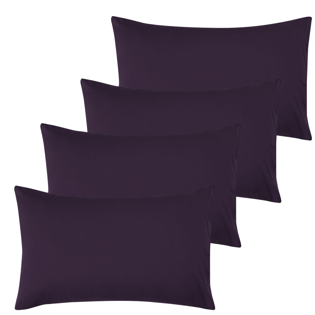 Unique Bargains 4-Pack Solid Microfiber Pillowcases Purple King(20"x36")