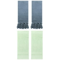 Unique Bargains 4 Packs Striped Tassels Hand Towels 14" x 30" Blue/Green
