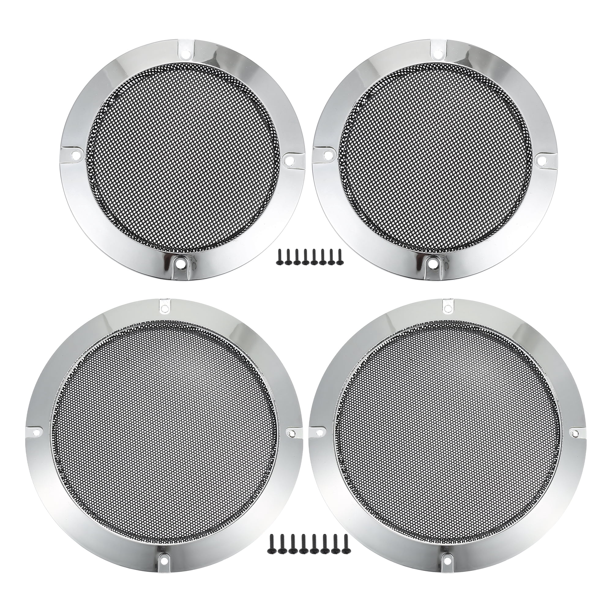 Unique Bargains 4 Pack Universal Speaker Grills Cover with Mounting Screws Silver 4"&6.5"