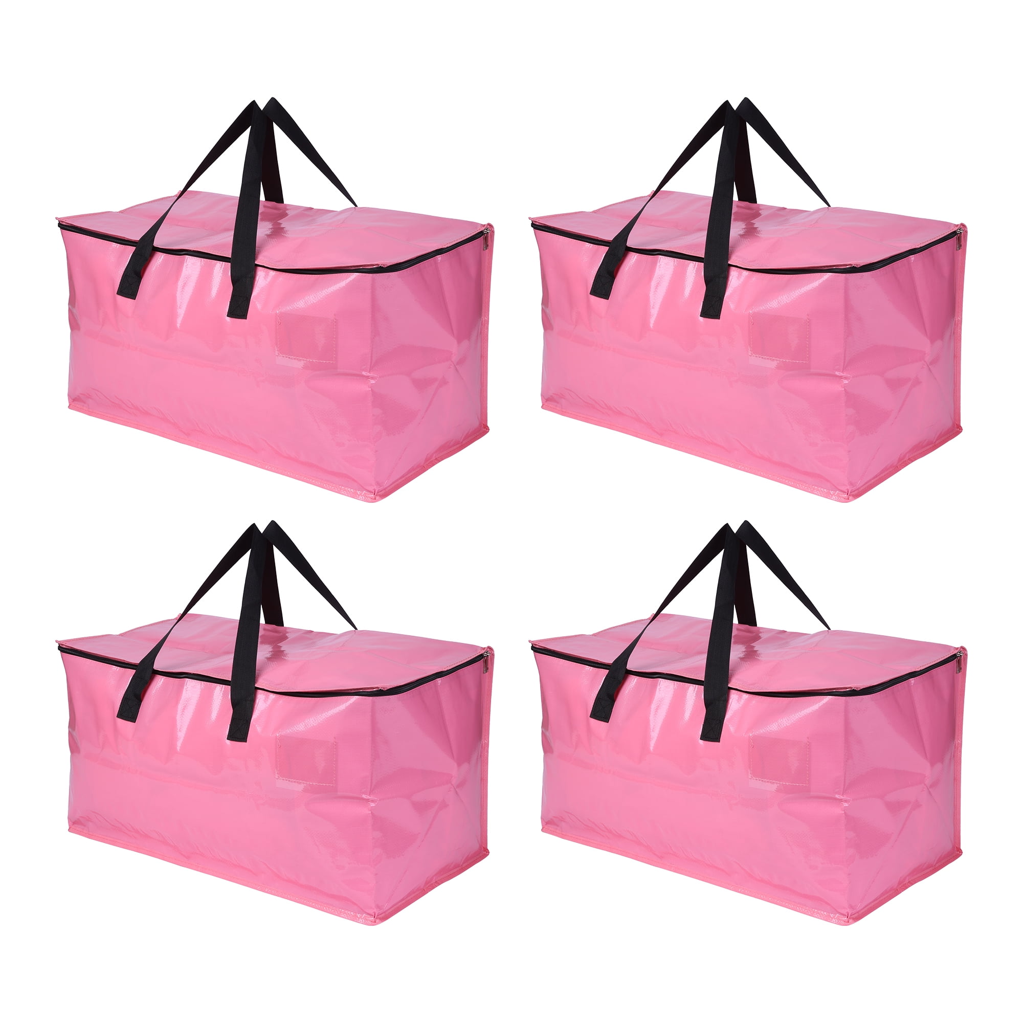 Unique Bargains 4 Packs Clothes Storage Bags Moving Bags Pink 27*14*14in