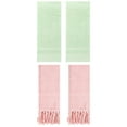 thumbnail image 1 of Unique Bargains 4 Packs Striped Tassels Hand Towels 14" x 30" Pink/Green, 1 of 5