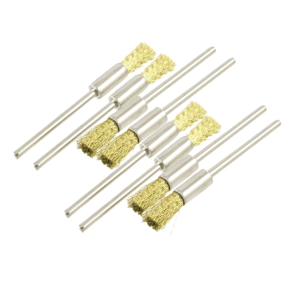 Unique Bargains 4 Pairs Gold Tone 3/32" Dia Rotary Die Grinder Tool Brass Wire Pencil Brushes