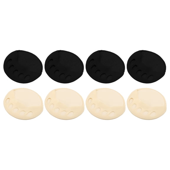 Unique Bargains 4 Pairs Soft Fabric Breathable Five Toes Forefoot Pads 2 Colors Black Beige for Women