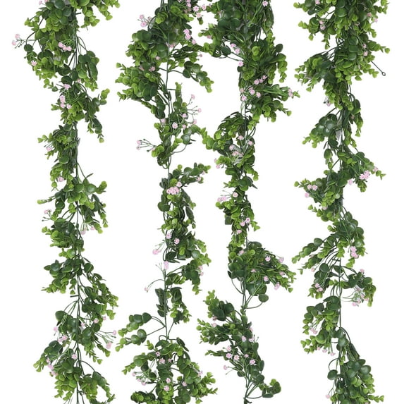 Unique Bargains 4 Pc Artificial Plants Hanging Fake Vines Plant Purple_Rattan