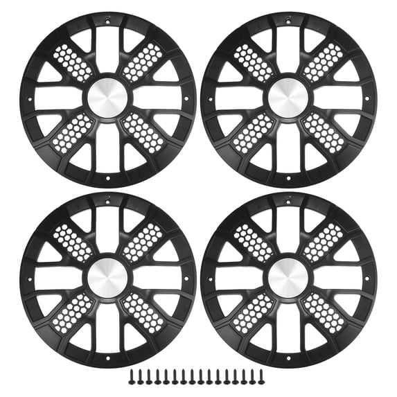 Unique Bargains 4 Pcs 10" Car Speaker Grills Cover Mesh Round 10 Inch Audio Subwoofer Protector with Screws ABS Black