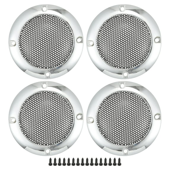Unique Bargains 4 Pcs 2" Car Speaker Grills Cover Mesh Round Audio Subwoofer Protector with Screws Iron Silver Tone