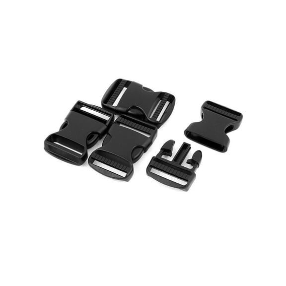Unique Bargains 4 Pcs 37mm Width Black Plastic Backpack Rucksack Quick Release Buckle Clip