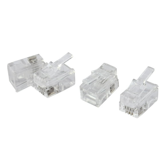 Unique Bargains 4 Pcs 4 Pin Male RJ10 Jack Phone Handset Cord Connector Yswhe Networking Cables