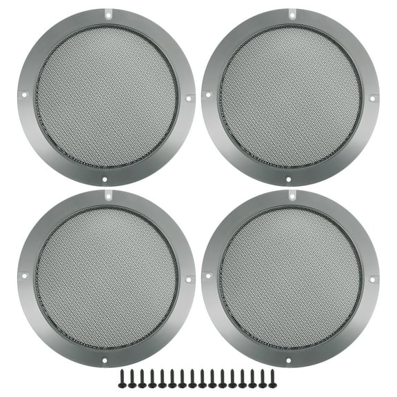 Unique Bargains 4 Pcs 6.5" Car Speaker Grills Cover Mesh Round Audio Subwoofer Protector with Mounting Screws Iron Gray