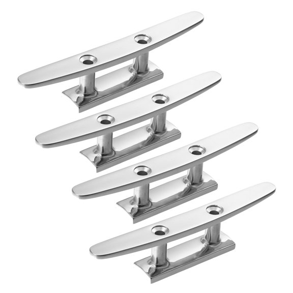 Unique Bargains 4 Pcs 6 Inch 150mm Stainless Steel Flagpole Cleat Hook Deck Cleats Rope Cleat Handle Universal for Boat