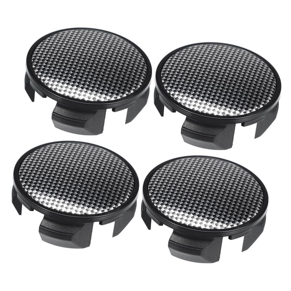 Unique Bargains 4 Pcs 62mm 4 Clips Car Wheel Rim Hub Center Caps Cover with Black Carbon Fiber Pattern StickerBlack