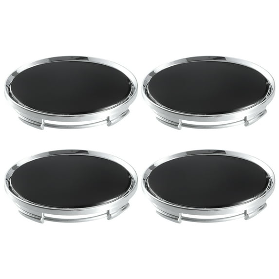 Unique Bargains 4 Pcs 63mm 4 Clips Wheel Rim Hub Center Caps with Black Pattern Sticker Silver Tone