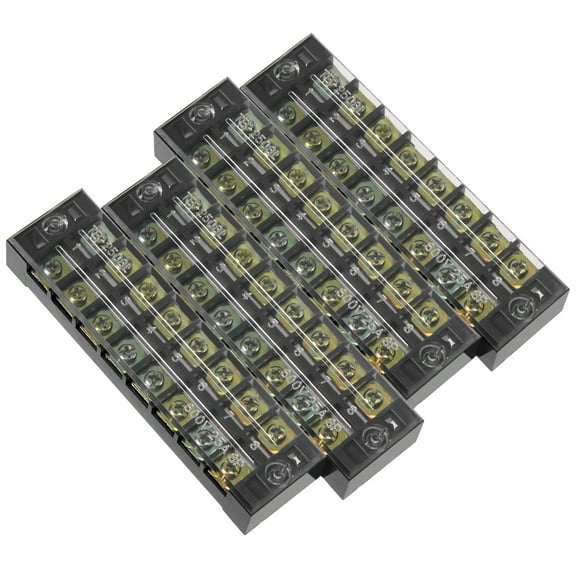 Unique Bargains 4 Pcs 8 Positions Dual Rows 600V 25A Cable Barrier Block Terminal Strip