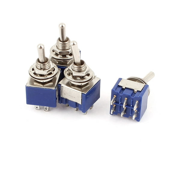Unique Bargains 4 Pcs AC 6A 125V 2 Position 6Pins DPDT ON-ON Micro Mini Toggle Switch