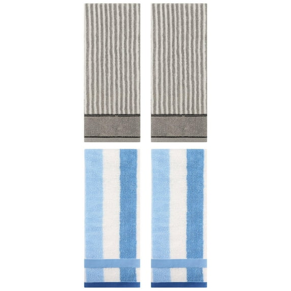 Unique Bargains 4 Pcs Absorbent Hand Towel 13" x 29" Blue/Grey