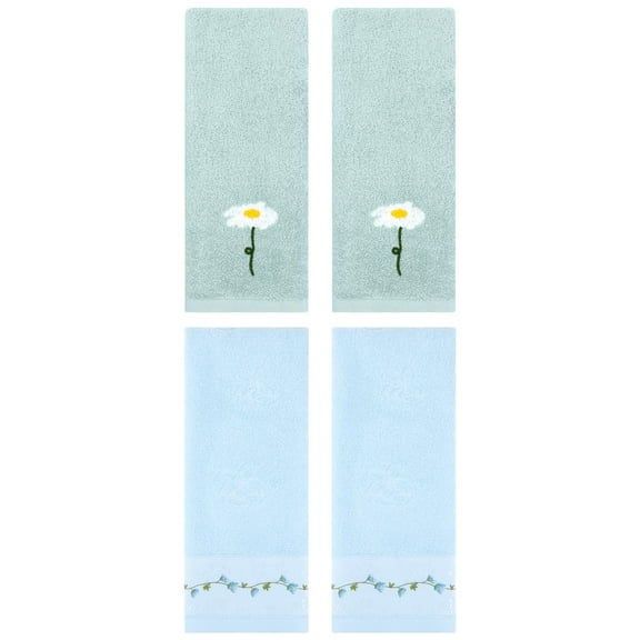 Unique Bargains 4 Pcs Absorbent Hand Towel Blue 13" x 30"/13" x 29"