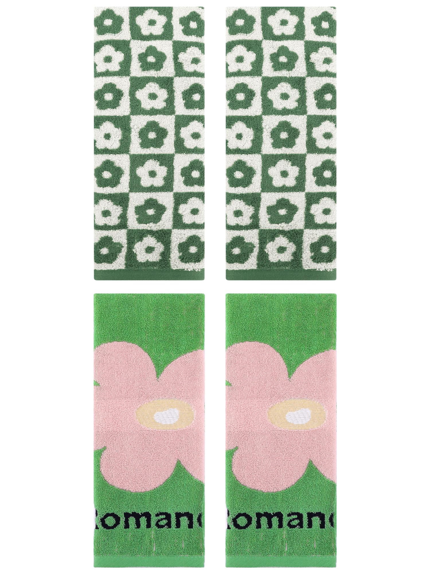 Unique Bargains 4 Pcs Absorbent Hand Towel Green 14" x 30"/13" x 30"