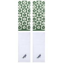 Unique Bargains 4 Pcs Absorbent Hand Towel Green/White 14" x 30"/13" x 29"