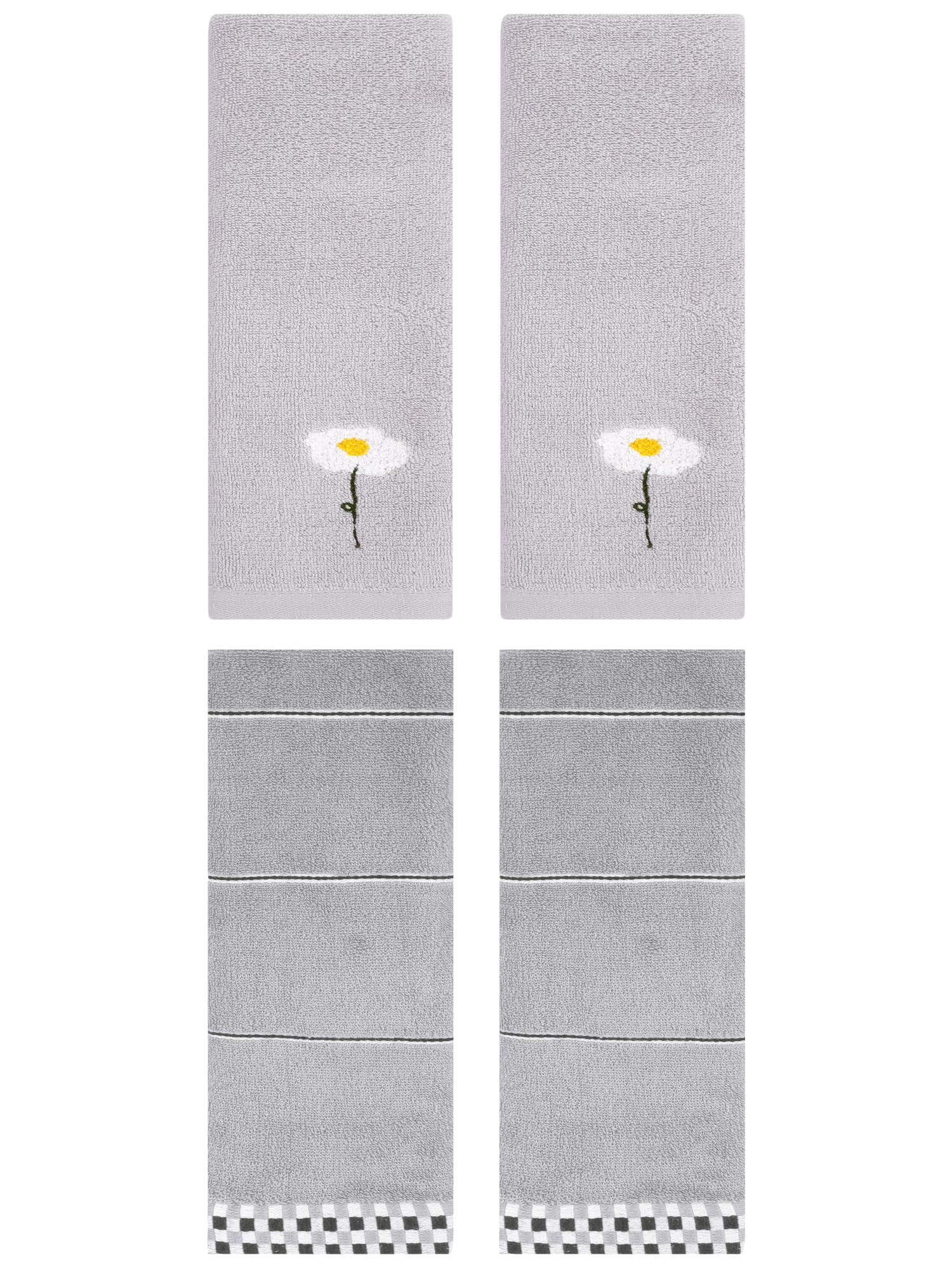 Unique Bargains 4 Pcs Absorbent Hand Towels Grey 13" x 30"/14" x 30"