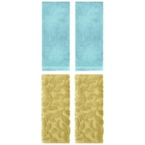 Unique Bargains 4 Pcs Absorbent Soft Boho Hand Towel Yellow/Blue 14" x 30"/13" x 29"