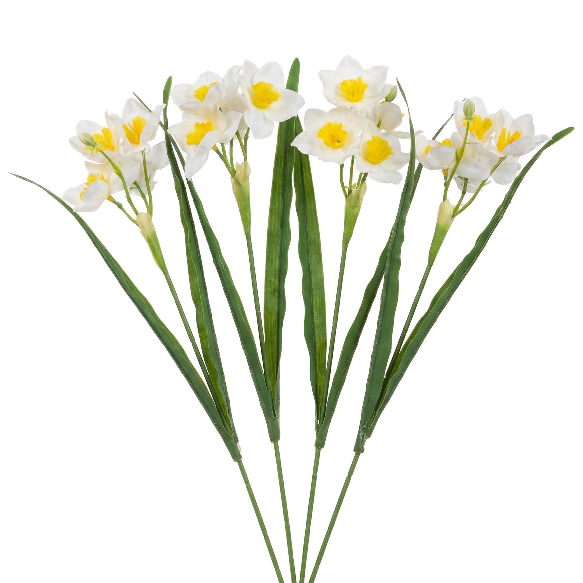 Unique Bargains 4 Pcs Artificial Daffodils Flowers Fake Daffodil Bouquet White 18 in