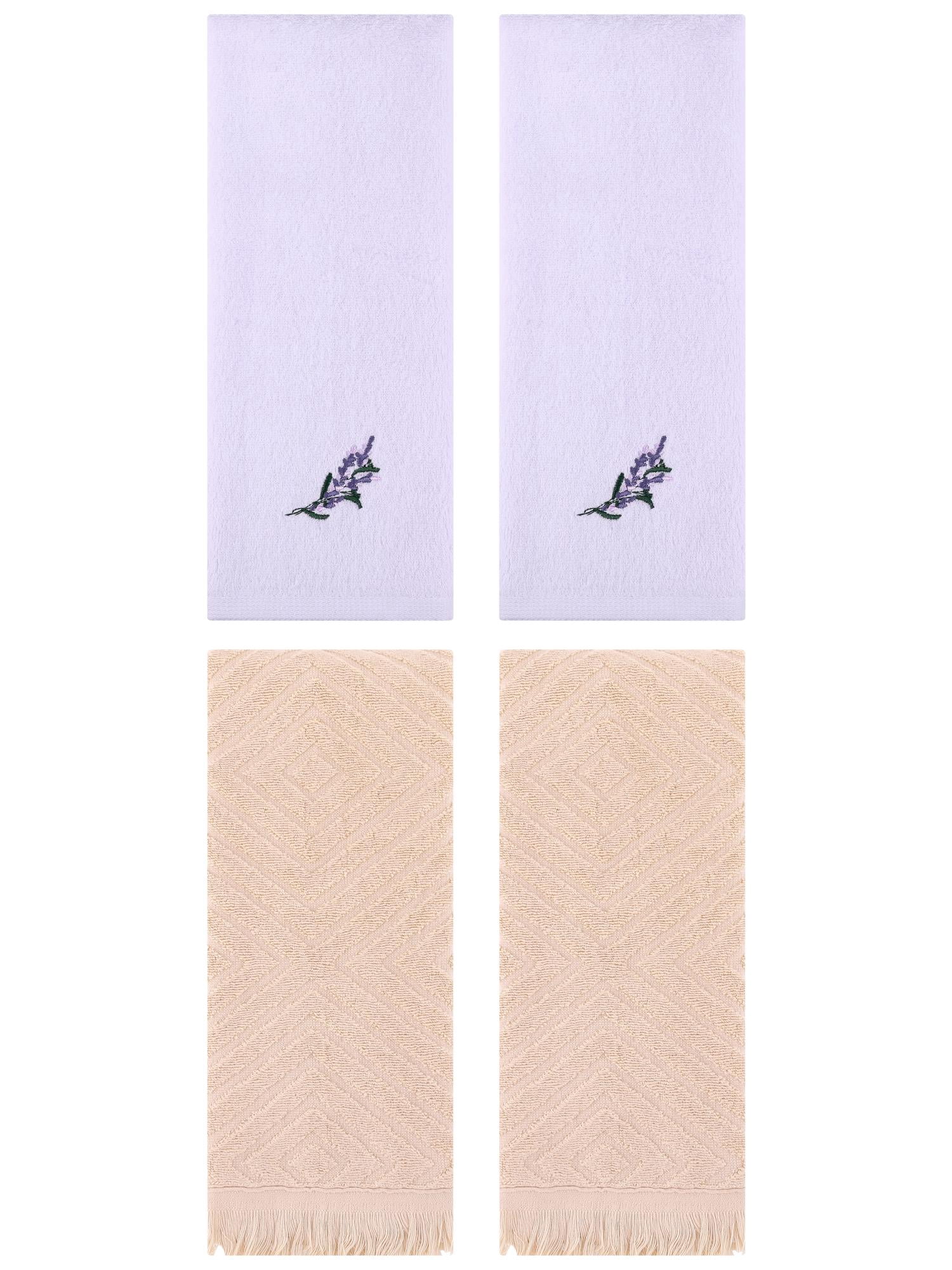 Unique Bargains 4 Pcs Bathroom Cotton Soft Hand Towels 13" x 29" Purple/Brown