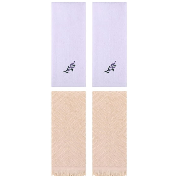 Unique Bargains 4 Pcs Bathroom Cotton Soft Hand Towels 13" x 29" Purple/Brown