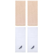 Unique Bargains 4 Pcs Bathroom Cotton Soft Hand Towels 13" x 29" White/Brown