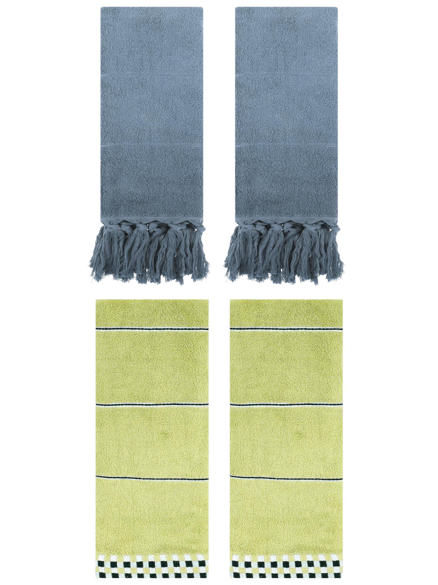 Unique Bargains 4 Pcs Bathroom Hand Towels 14" x 30" Blue/Green