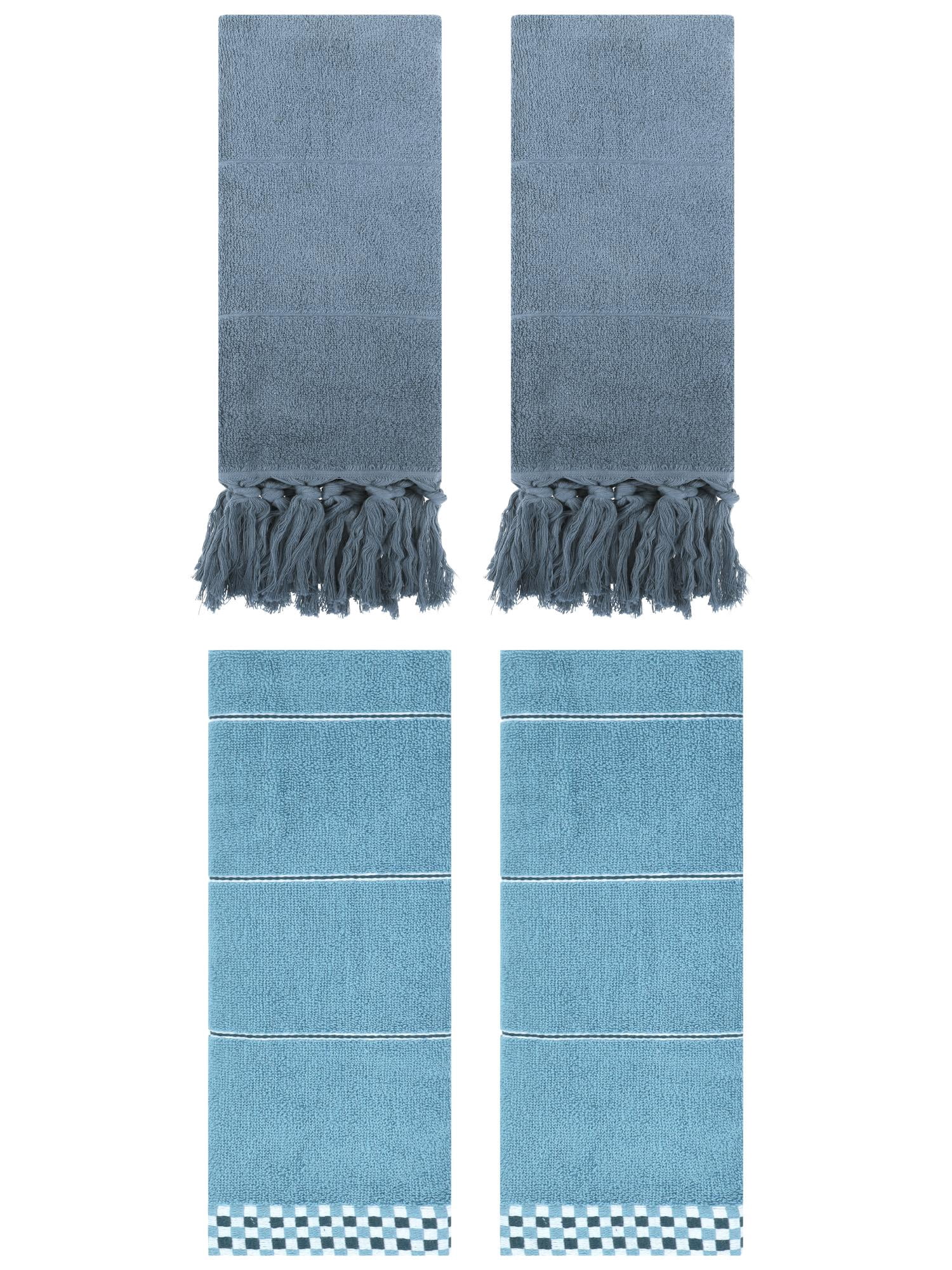 Unique Bargains 4 Pcs Bathroom Hand Towels 14" x 30" Blue