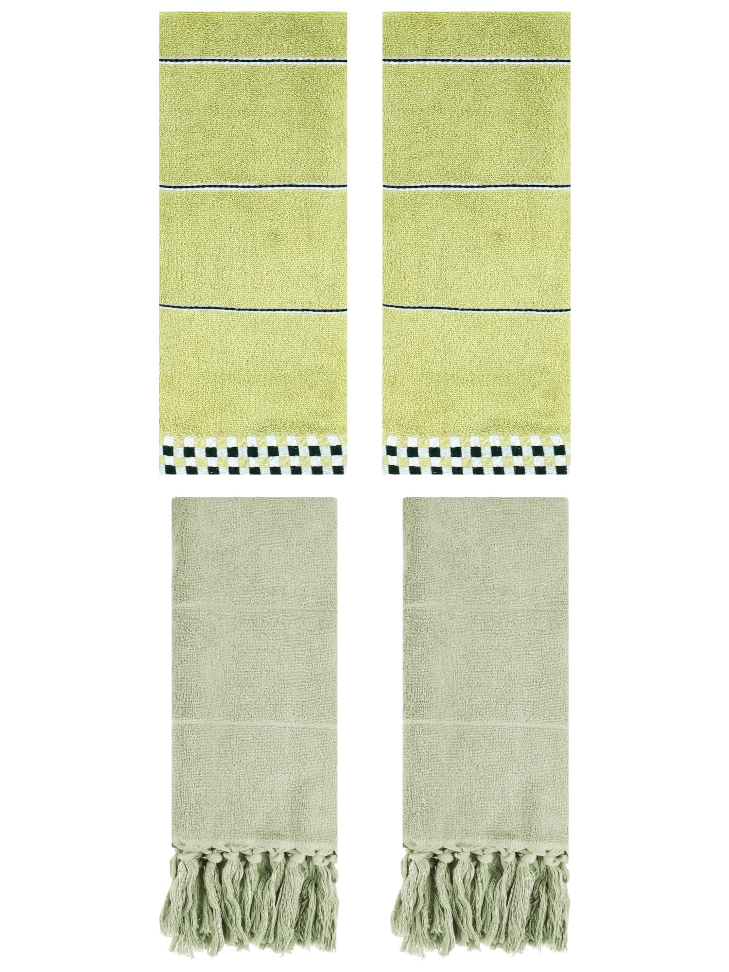 Unique Bargains 4 Pcs Bathroom Hand Towels 14" x 30" Green