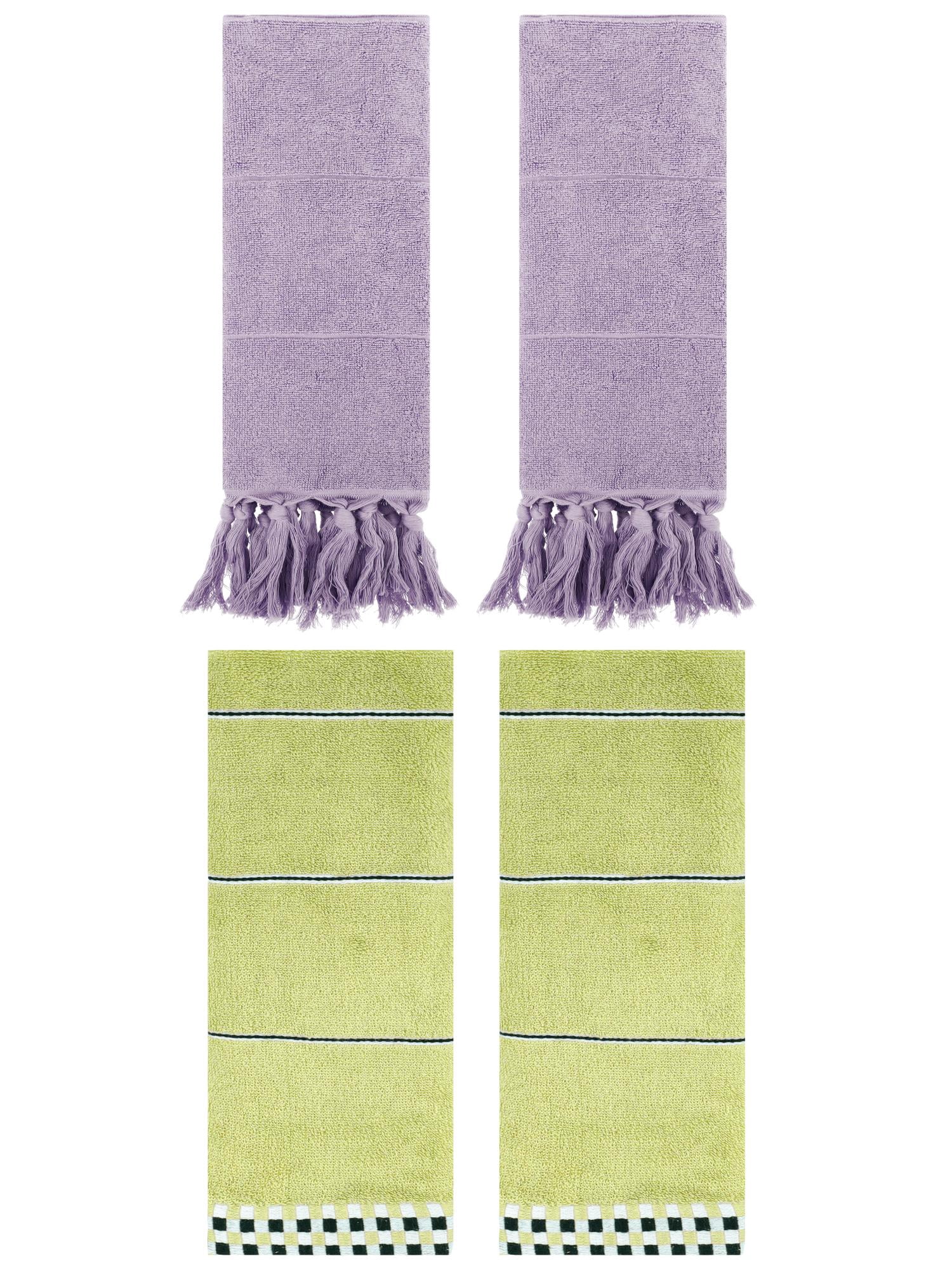 Unique Bargains 4 Pcs Bathroom Hand Towels 14" x 30" Purple/Green