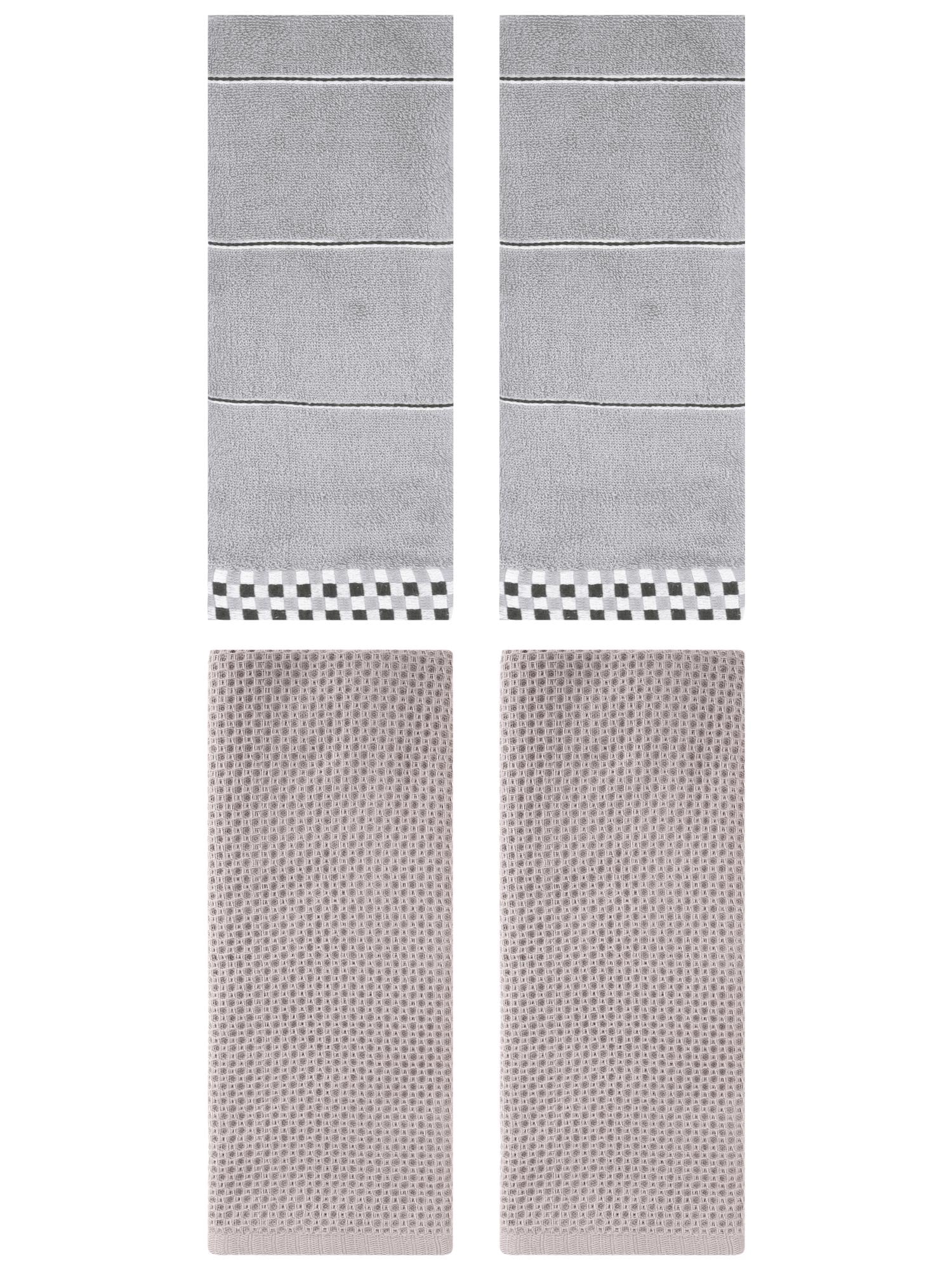 Unique Bargains 4 Pcs Bathroom Hand Towels Camel/Grey 13" x 30"/14" x 30"