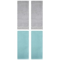Unique Bargains 4 Pcs Bathroom Hand Towels Light Blue/Grey 13" x 30"/14" x 30"