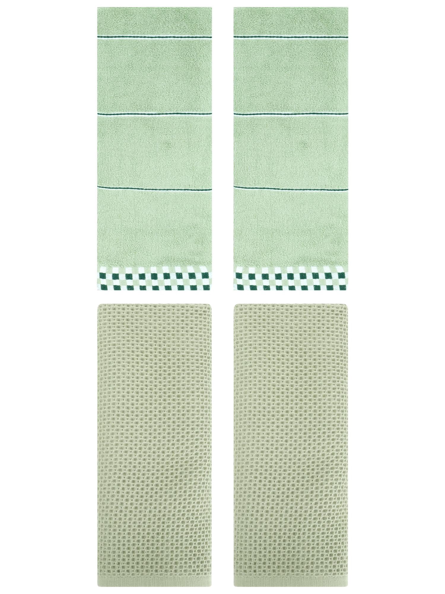 Unique Bargains 4 Pcs Bathroom Hand Towels Light Green 13" x 30"/14" x 30"