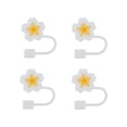 thumbnail image 1 of Unique Bargains 4 Pcs Begonia Flower Straw Cover Cap for Office White Yellow Silicone, 1 of 5