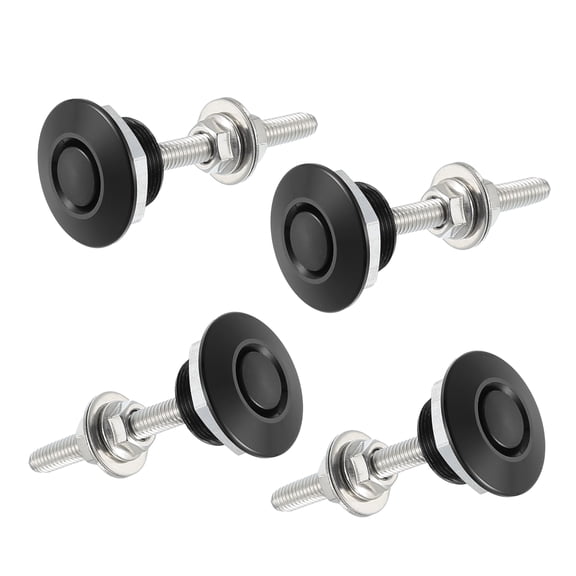 Unique Bargains 4 Pcs Black Bumper Quick Release Lock Latch Aluminum Alloy Hood Pin Lock Push Button Bonnet