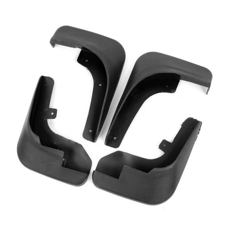 Unique Bargains 4 Pcs Black Plastic Flaps Splash Guards Front Rear Set for Peugeot